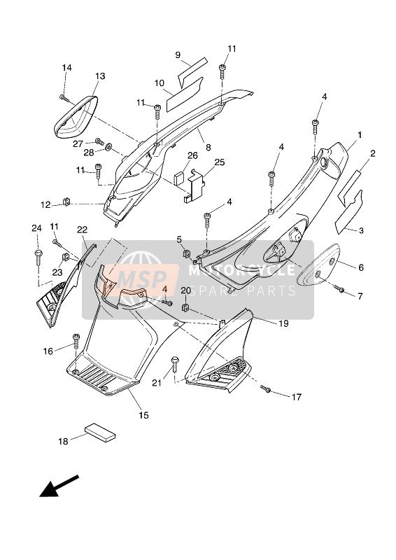 Yamaha EW50N SLIDER 2004 Couvercle latéral pour un 2004 Yamaha EW50N SLIDER